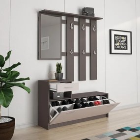 Mobile Ingresso 100 Cm Con Scarpiera Appendiabiti E Specchio Rudolf Cashmere