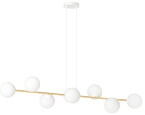 Sospensione Contemporanea Gravity 8 Luci In Acciaio Bianco E Oro E Vetro Bianco