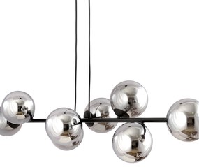 Lampadario Contemporaneo 8 Luci Durga In Acciaio Nero E Sfere In Vetro Fumè