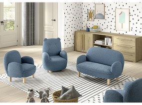 Poltrona per bambini blu con rivestimento in bouclé Rocky – Vipack
