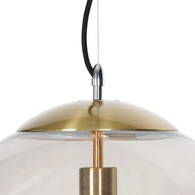 Lampada a sospensione moderna in ottone con vetro fumé 40 cm - Ball