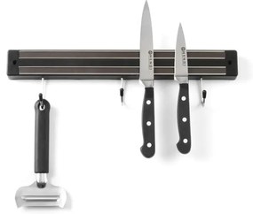 Barra portacoltelli magnetica nera con 3 ganci, lunghezza 34 cm - Hendi