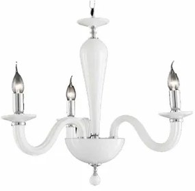 Lampada a sospensione RAVEL 3 luci in vetro lavorato a mano 60 cm BIANCO