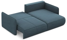 Divano angolare blu allungabile/con contenitore (con penisola a destra) Nanea – Makamii