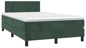 Letto A Molle Con Materasso E Led Verde Scuro 120x190cm Velluto /