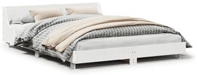 Letto Senza Materasso Bianco 160x200 Cm Legno Massello Di Pino /
