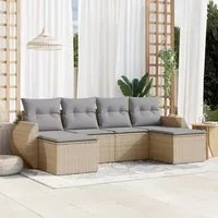 Set Divano da Giardino 6 pz con Cuscini Beige in Polyrattan 3221718