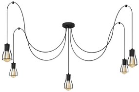 Lampadario a sospensione con filo TUBE LONG 5xE27/10W/230V nero