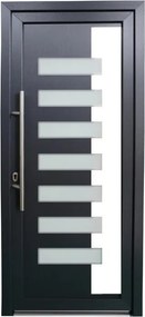 Portoncino d'ingresso 20022 L 90 x H 210 cm in PVC antracite, apertura spingere a destra, falso telaio non incluso