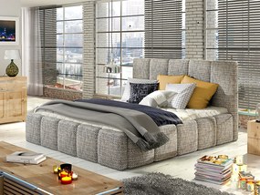 Letto matrimoniale con box contenitore Seychelles - 160 x 200 cm , Tessuto grigio chiaro grezzo