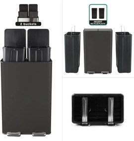 Cestino per la spazzatura nero opaco in acciaio per raccolta differenziata/con pedale 2x30 l Aliya – Spirella