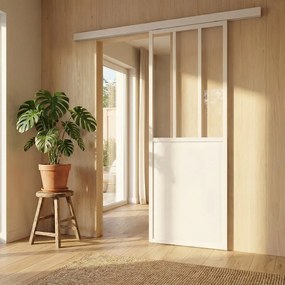 Porta scorrevole reversibile Atelier in alluminio trasparente, L 86 x H 215 cm, con binario Meli