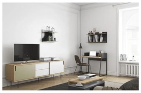 Scrivania nera con dettagli in legno di quercia Volga - TemaHome