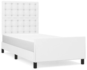 Giroletto con testiera bianco 90x190 cm in similpelle