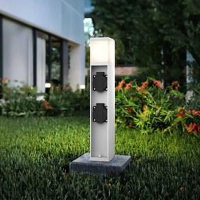 Paletto da Giardino Rettangolare Doppia Presa Corrente 40cm G9 - Bianco