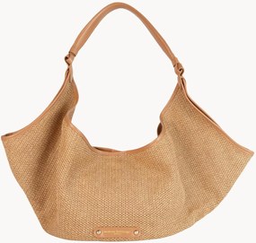 Borsa a spalla in paglia fatta a mano con manici in pelle Vela