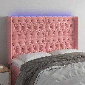 Testiera A Led Rosa 163x16x118/128 Cm İn Velluto /