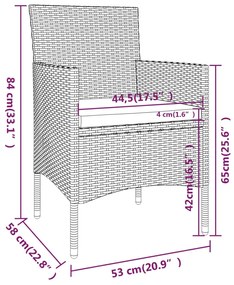 Set Bistrot Giardino 5 pz Polyrattan e Vetro Temperato Marrone