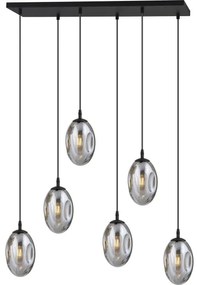 Lampadario a sospensione con filo ASTRAL 6xE14/10W/230V nero/fumé