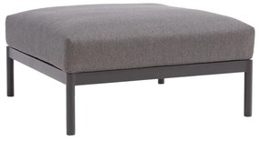 Pouf da giardino con cuscino grigio Idunn NATERIAL, struttura in alluminio seduta in alluminio nero, L 82 x H 61 x P 82 cm