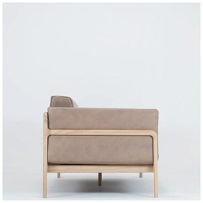 Divano in pelle di bufalo marrone chiaro con struttura in rovere massiccio , 210 cm Fawn - Gazzda