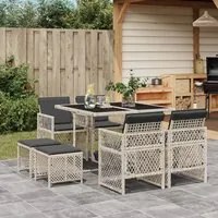 Set Pranzo da Giardino 9pz con Cuscini Grigio Chiaro Polyrattan 3210779