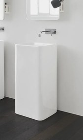 Lavabo freestanding 40x40 cm senza foro rubinetteria in ceramica bianco matt Nic Semplice