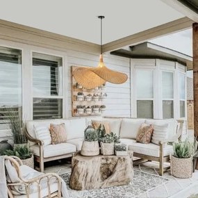 Immax 08290L - Lampadario a sospensione con filo SOMBRERO 1xE27/40W/230V diametro 80 cm rattan