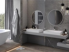 Mexen Loft specchio da bagno rotondo 70 cm, cornice bianca - 9850-070-070-000-20