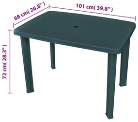 Tavolo da Giardino Verde 101x68x72 cm in Plastica