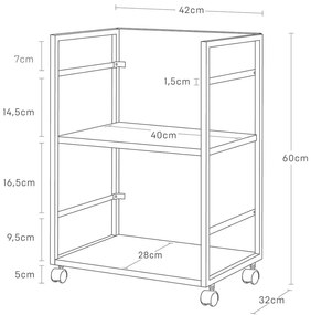 Scaffale in metallo bianco con rotelle 42x60 cm Tower - YAMAZAKI