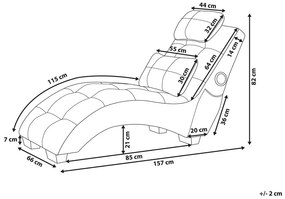 Chaise longue velluto blu con casse bluetooth SIMORRE Beliani