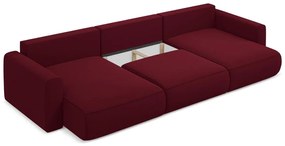 Divano angolare burgundy allungabile/con contenitore (a U) con rivestimento in velluto Kapua – Makamii