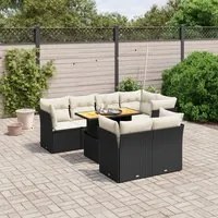 Set Divani da Giardino con Cuscini 8 pz Nero in Polyrattan 3270706