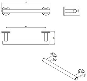 Portasciugamani 30 cm a parete cromo Cosmic Architect 2350163