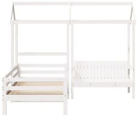 Set dormeuse e panca con tetto bianco 90x200cm massello pino