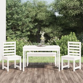 Set Da Pranzo Per Giardino 4pz Bianco İn Legno Massello Di Pino /
