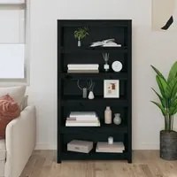 Libreria Nera 80x35x154 cm in Legno Massello di Pino cod 10043