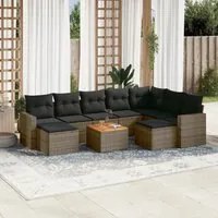 Set Divano da Giardino 10 pz con Cuscini Grigio in Polyrattancod mxl 112065