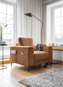 Poltrona in velluto a coste arancio-marrone Lofty Lilly - Miuform