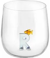 Bicchiere lettera R pesce in vetro borosilicato design Benny Setti