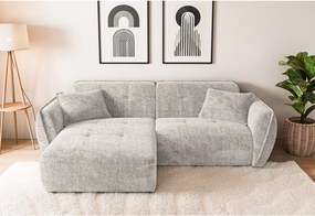 Divano angolare beige (con penisola a sinistra/con chaise lounge) con rivestimento in ciniglia Nelia – Ropez