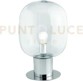 Lume fellini cromo 1 luce attacco e27 30x30x47cm in vetro trasparente