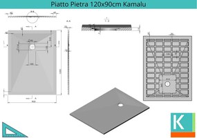 Piatto doccia 120x90 effetto pietra colore grigio - KAMALU