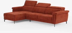 Capri Divano letto angolare con penisola contenitore e poggiatesta reclinabili - elegante tessuto smacchiabile T30