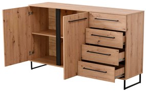 DODO - credenza con 2 ante e 4 cassetti colore rovere