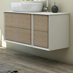 Mobile sottolavabo e lavabo Bellagio bianco/rovere tabacco L 105 x H 51 x P 46 cm 1 vasca 2 cassetti