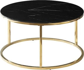 Tavolino da caffè Sabine effetto marmo nero/oro