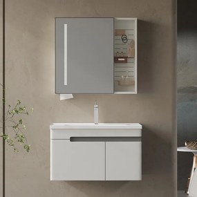 Mobile bagno 80 cm lavabo integrato e specchio contenitore | KAM-NS80 - KAMALU