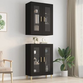 Armadietto Pensile A Parete Nero 69,5x34x90 Cm /